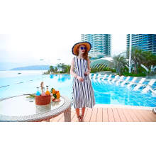 2020 new summer elegant and fashionable striped dress sexy backless sleeveless slim ladies dress